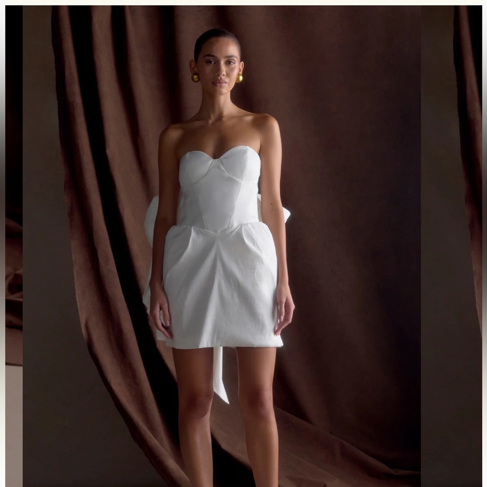MESHKI SuzetteTaffeta Bow Mini Dress - Picture 2 of 3